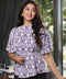 Open Neck Flutter Sleeve Blue Top